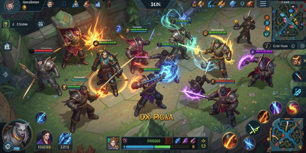 Screenshot utama 5ZK menampilkan aksi epik dalam pertarungan MOBA.