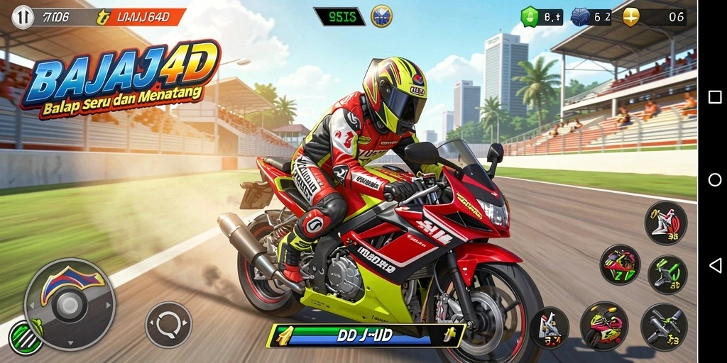 Tampilan utama gameplay BAJAJ4D dengan aksi balap menarik.