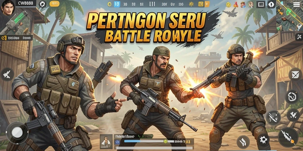 Screenshot CW8888 menampilkan aksi mendebarkan dalam game Battle Royale.
