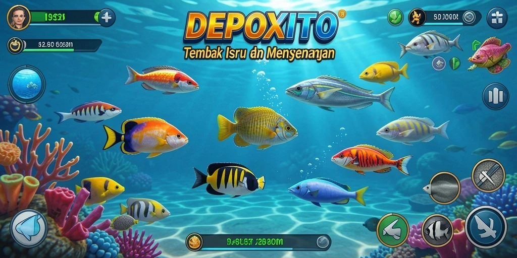 Tampilan gameplay menembak ikan yang dinamis dan penuh warna.
