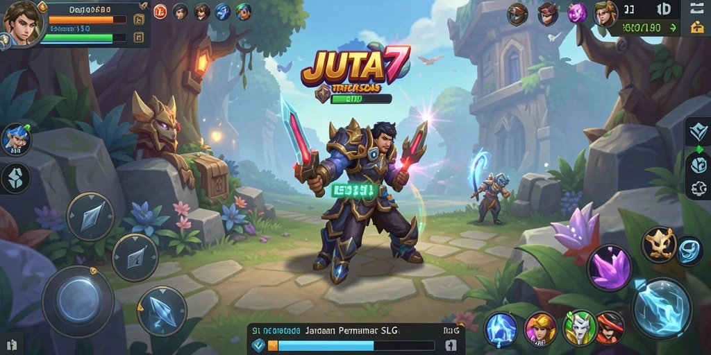Screenshot gameplay JUTA7 menunjukkan pertempuran epik dalam strategi SLG.