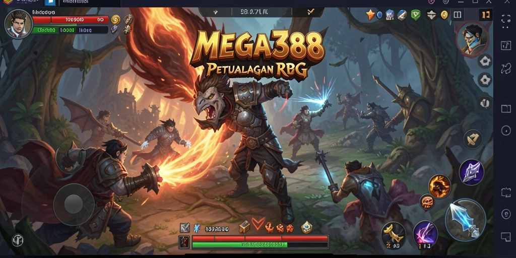 Screenshot MEGA388 menampilkan gameplay RPG yang menegangkan dan mendalam.