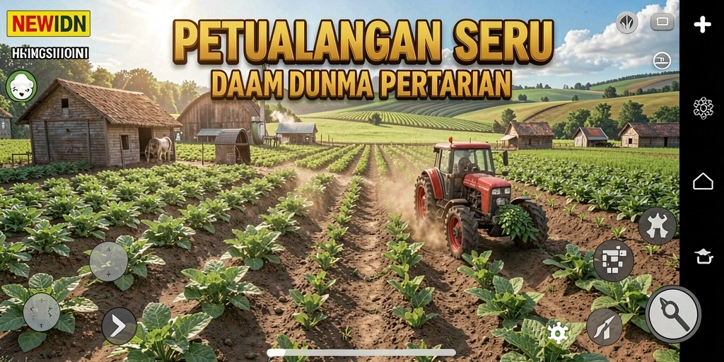 Screenshot gameplay <strong>NEWIDN</strong> yang menunjukkan aktivitas bertani yang seru.