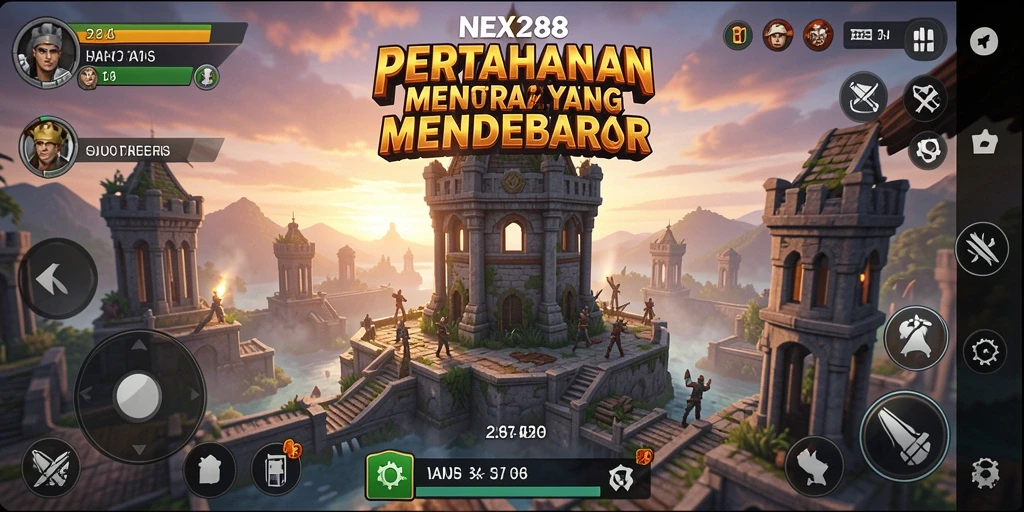 Tampilan menara pertahanan yang dramatis di NEX288.
