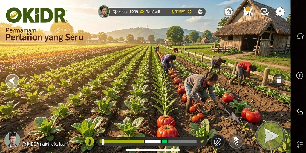 Menampilkan gameplay seru dan menantang dalam bertani di OKIDR.