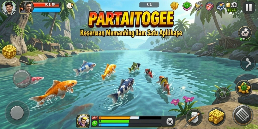 Tampilan gameplay memancing yang mendebarkan di PARTAITOGEL.