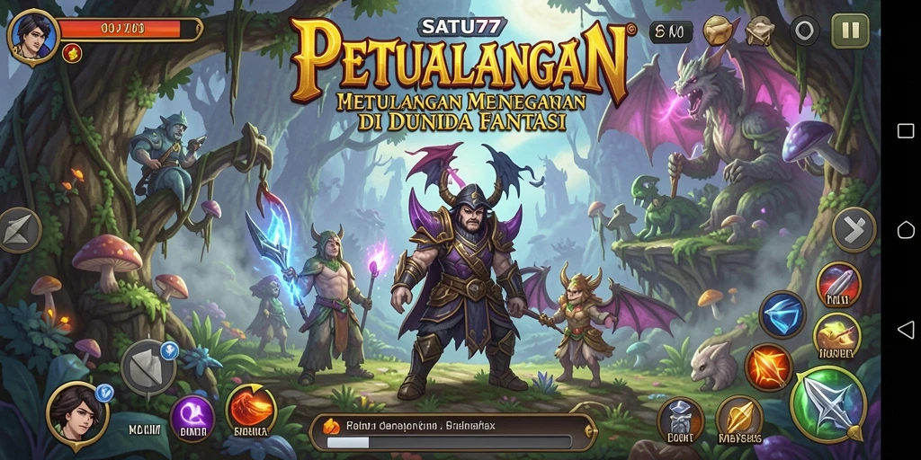 Tampilan gameplay petualangan yang mendebarkan dari SATU77.