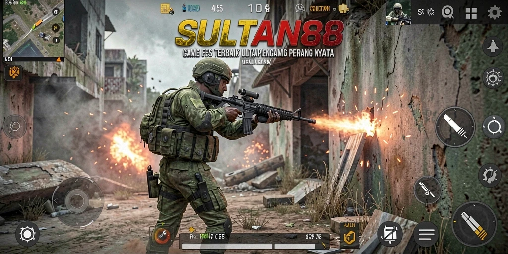 Screenshot gameplay SULTAN88 menampilkan aksi tembak-tembakan yang mendebarkan.