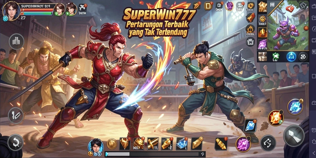 Tampilan permainan SUPERWIN777 dengan aksi pertarungan yang mendebarkan.