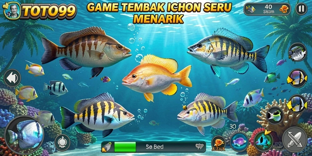 Screenshot TOTO99 yang menampilkan aksi seru menembak ikan.